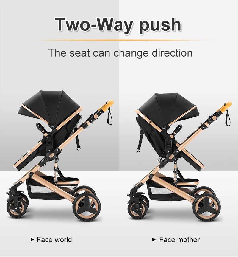 Poussette bébé 3-en-1 compacte, siège auto pour bébé, système de voyage portable pour bébé, poussette légère, poussette bidirectionnelle