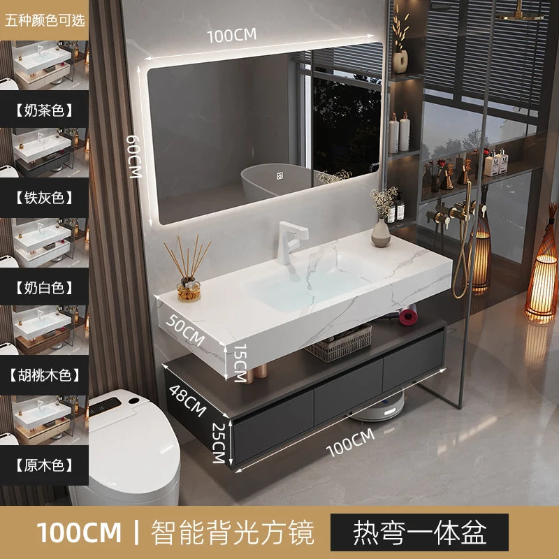 Armoire de salle de bain légère en bois massif, toilettes de rangement Vintage, vanité de salle de bain, miroirs de maquillage, meubles Para Banheiro