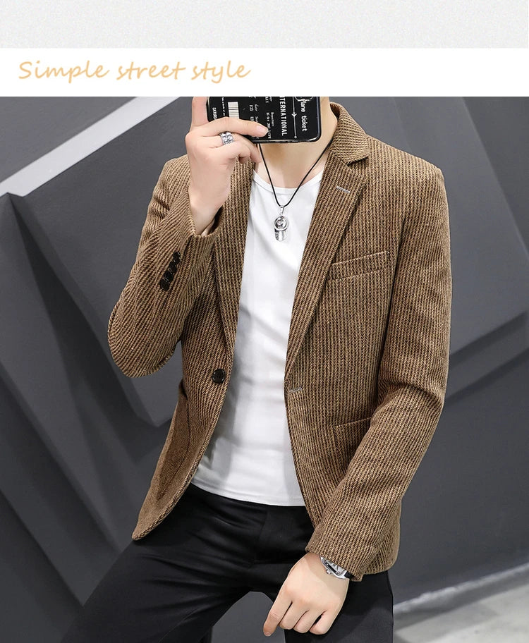 Nouveau Blazer pour homme mode Gentleman slim laine