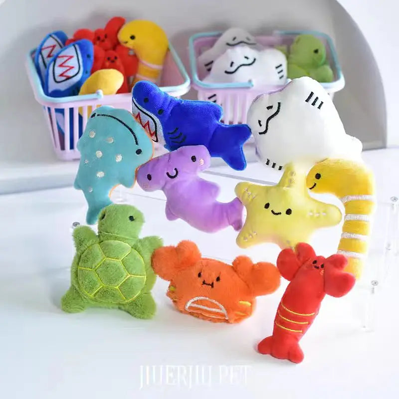 2025 New Cartoon Marine Animal Plush Toy Mini Dog Toy Cute Creative Voice Activated Starfish Turtle Crab Pet Toy Pet Supplies