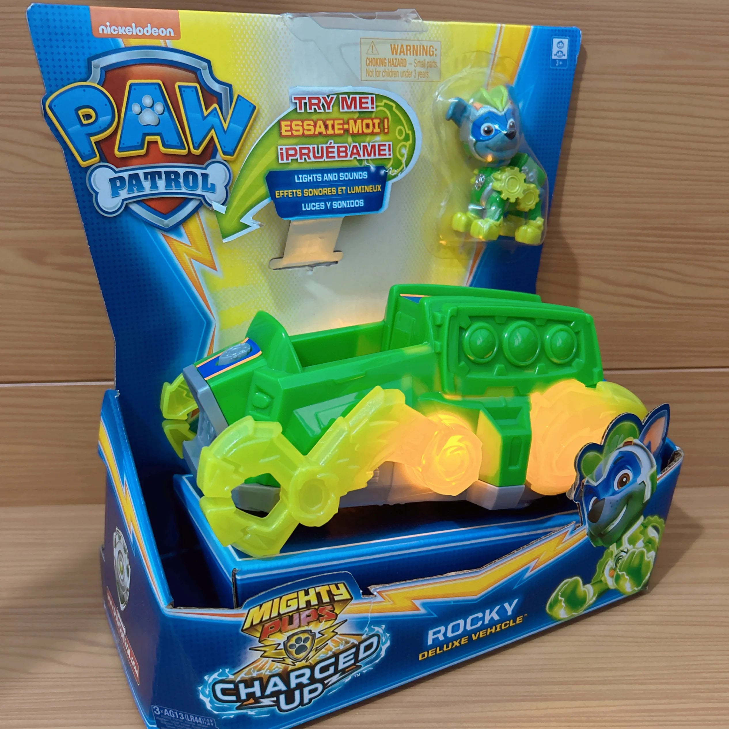 Genuine New Paw Patrol Mighty Pups Charged Up Rubble Marshall Chase Deluxe Vehicle with Lights and Sounds Children's Toy Car Boy