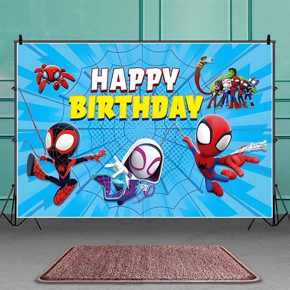 Spidey And His Amazing Friends Photography Backgrounds Vinyl Cloth Photo Shootings Backdrops For Kid Birthday Party Photo Studio
