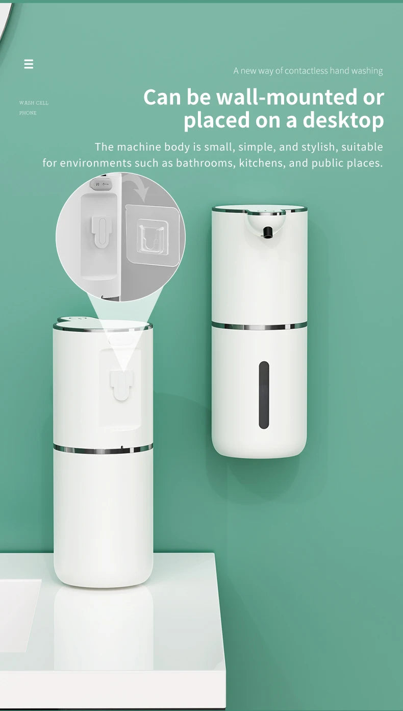 380ML Desktop Wall-Mounted Light Display 4-Levels Adjustable Electric Infrared Automatic Sensor Kitchen Bathroom Soap Dispenser