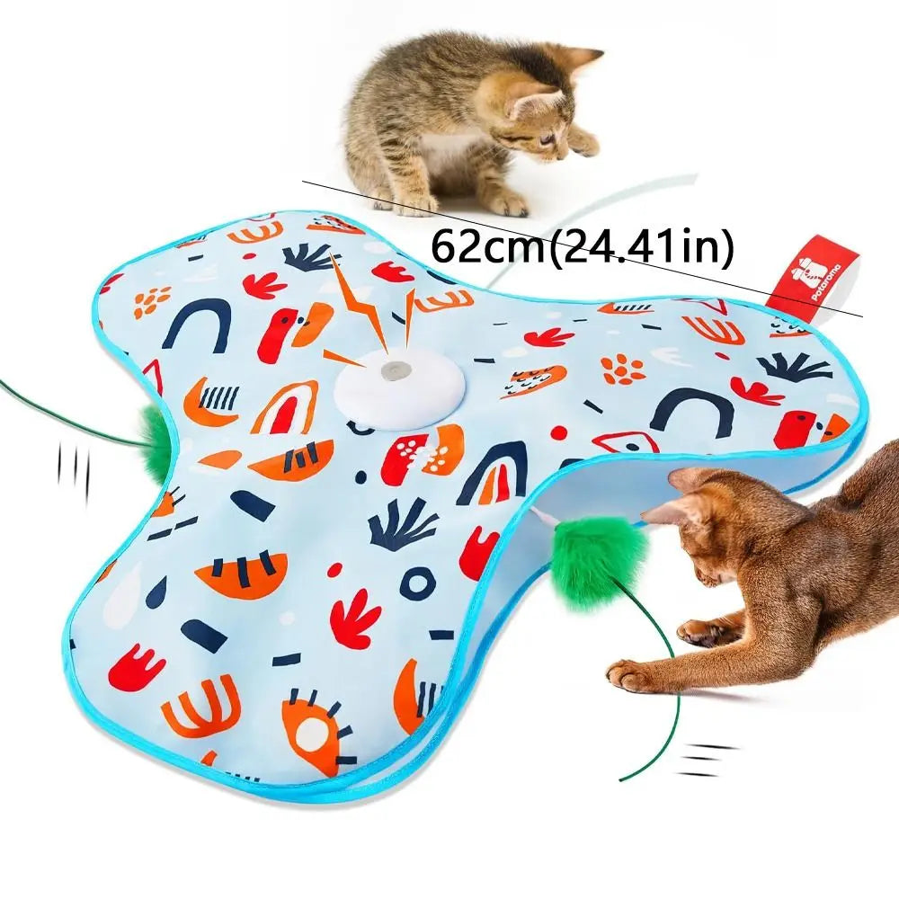 Smart Hide and Seek Cat Toy Electric Thermal Sensing Cat Catch Cover Real Mouse Squeaky Touch Activated Feather Teaser Wand