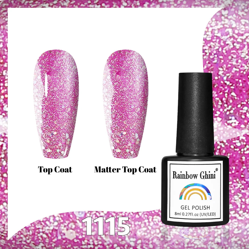 Gel Vernis à ongles semis permanents Paillettes 8Ml 150 couleurs