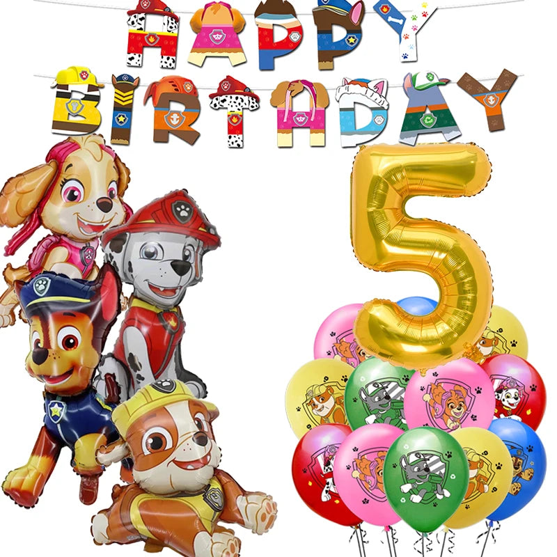 Paw Patrol Birthday Decoration Tableware Tablecloth Children Gift Candy Box Backdrop Dog Balloon Party Favors For Kids Birthday