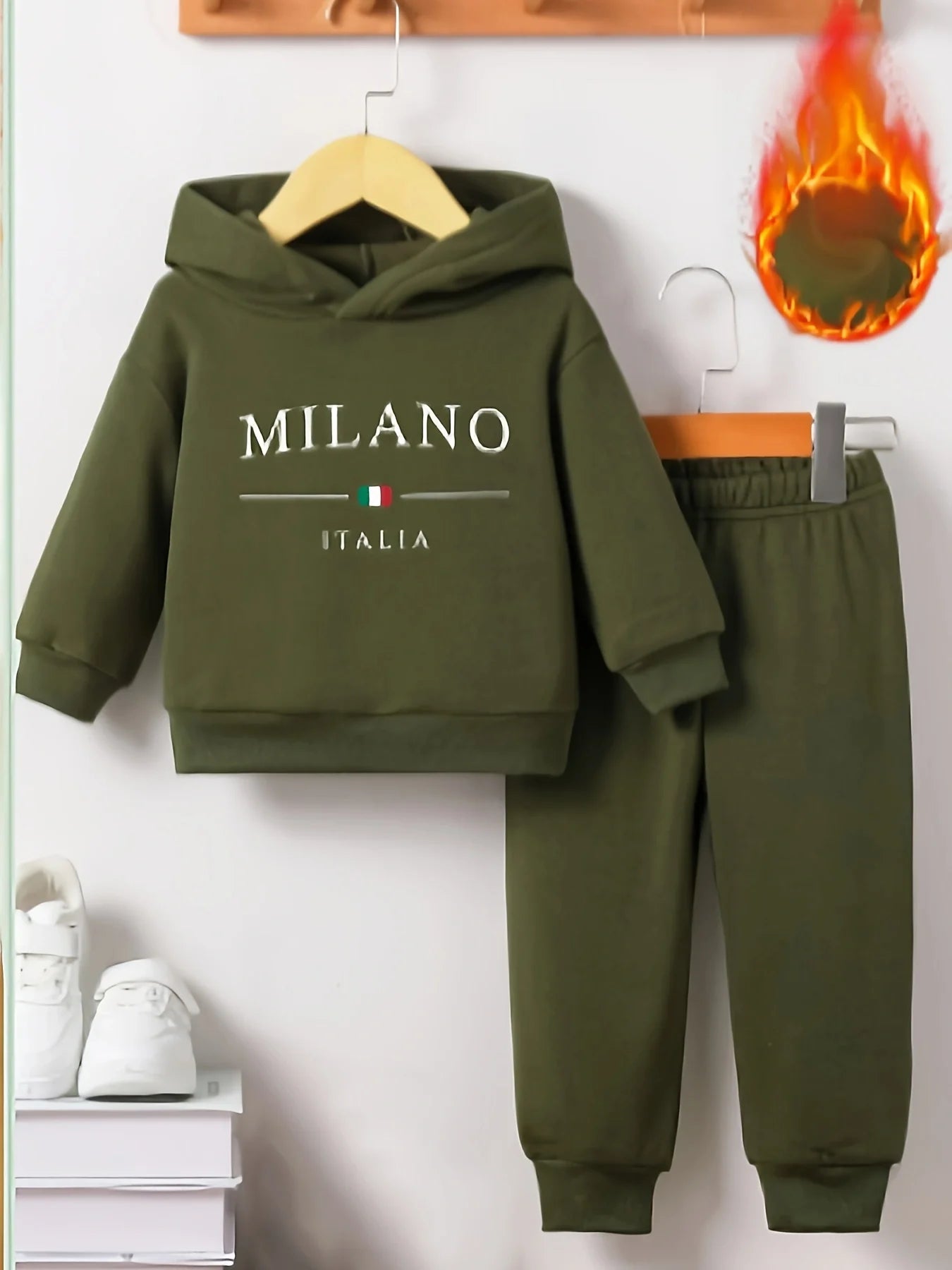 Baby boy letter pattern fleece long sleeved hooded sweatshirt+sports long suit for spring and autumn gifts