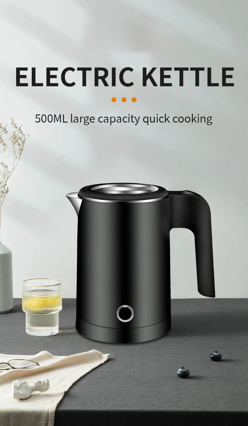 Smart Electric Kettle 600W 500ML Stainless Steel Portable Water Boiling Pot Home Kitchen Appliance EU Compact Fast Boiling