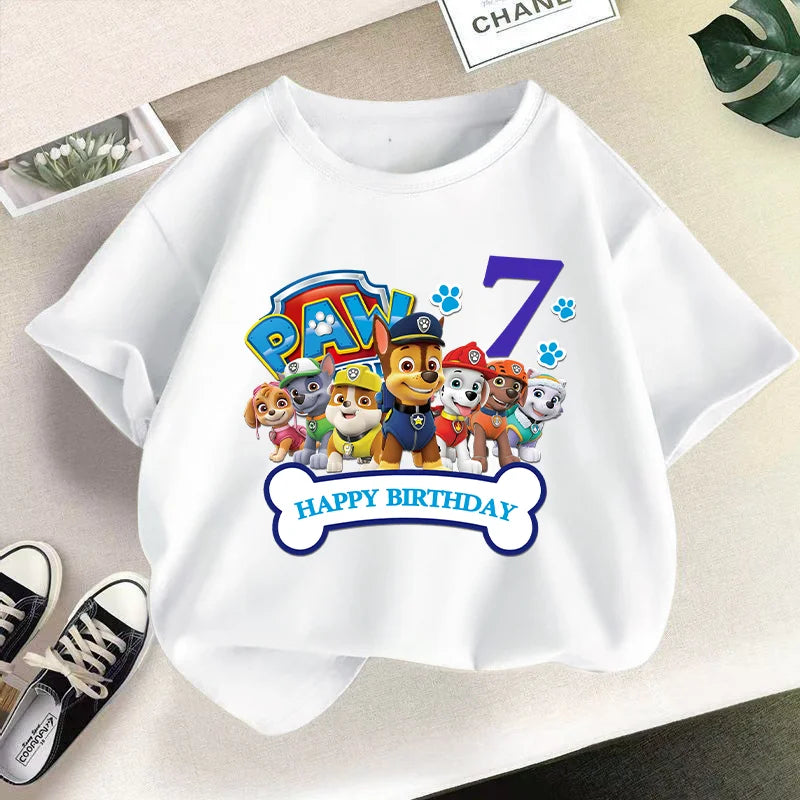 Paw Patrol Child Short Sleeve T-shirt Cartoon Chase Skye Printed Pullover Boys Girls Summer Breathable Casual Cotton Tops Gifts