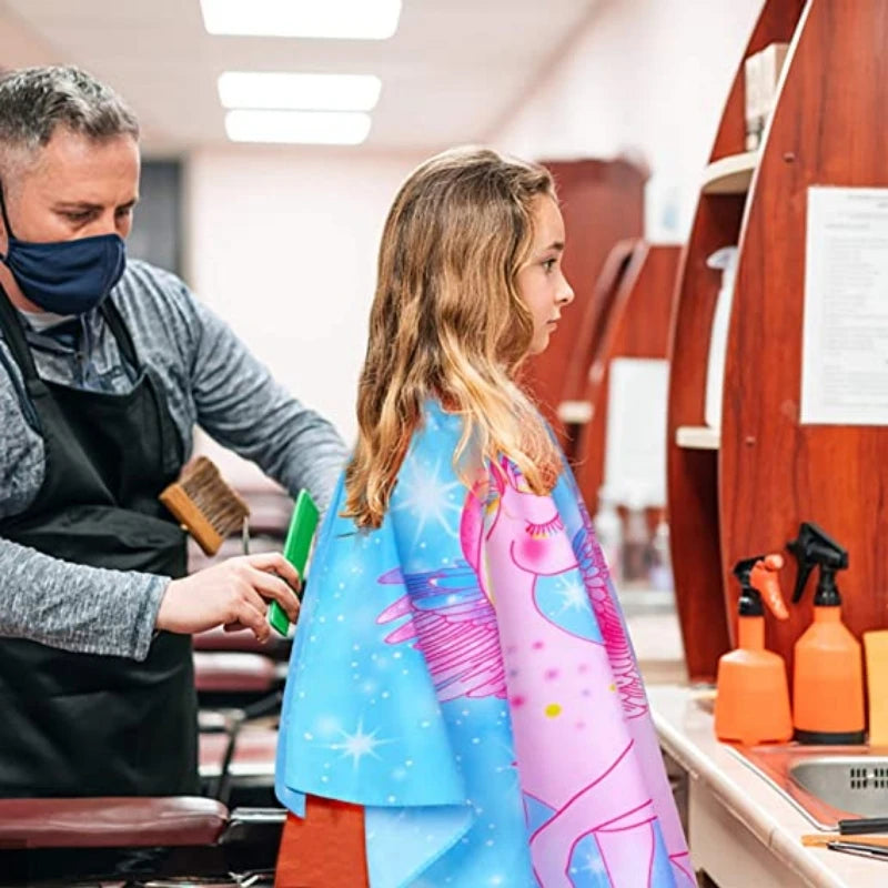 Children's Cute Cartoon Hairdressing Cape Hair Cut Styling Gown Barbershop Haircut Cape Hairdresser Cloth for Kids