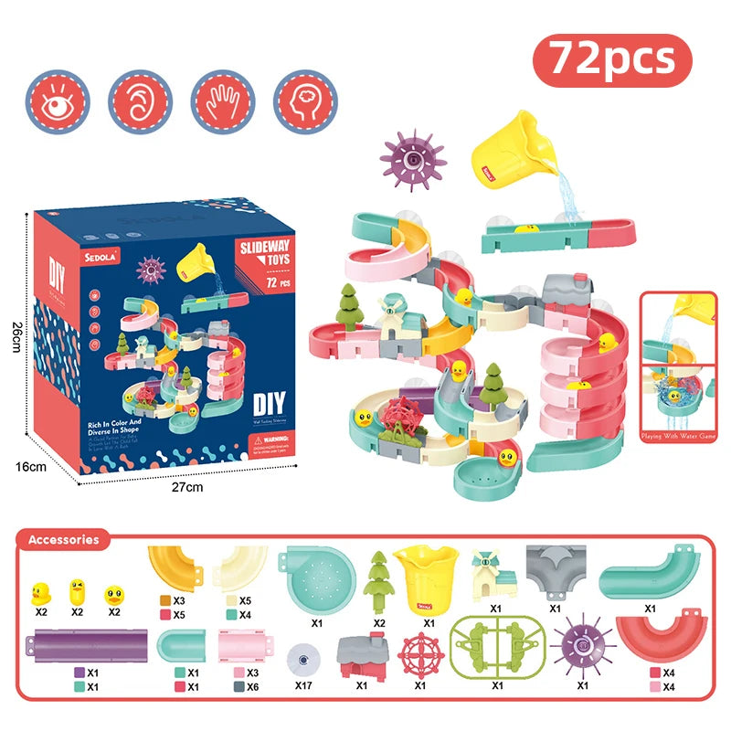 Baby Bath Toys DIY Assembling Track Bathroom Bathtub Kids Slide Paradise Play Water Toy Set Duck Slide Toy For Children Toddler