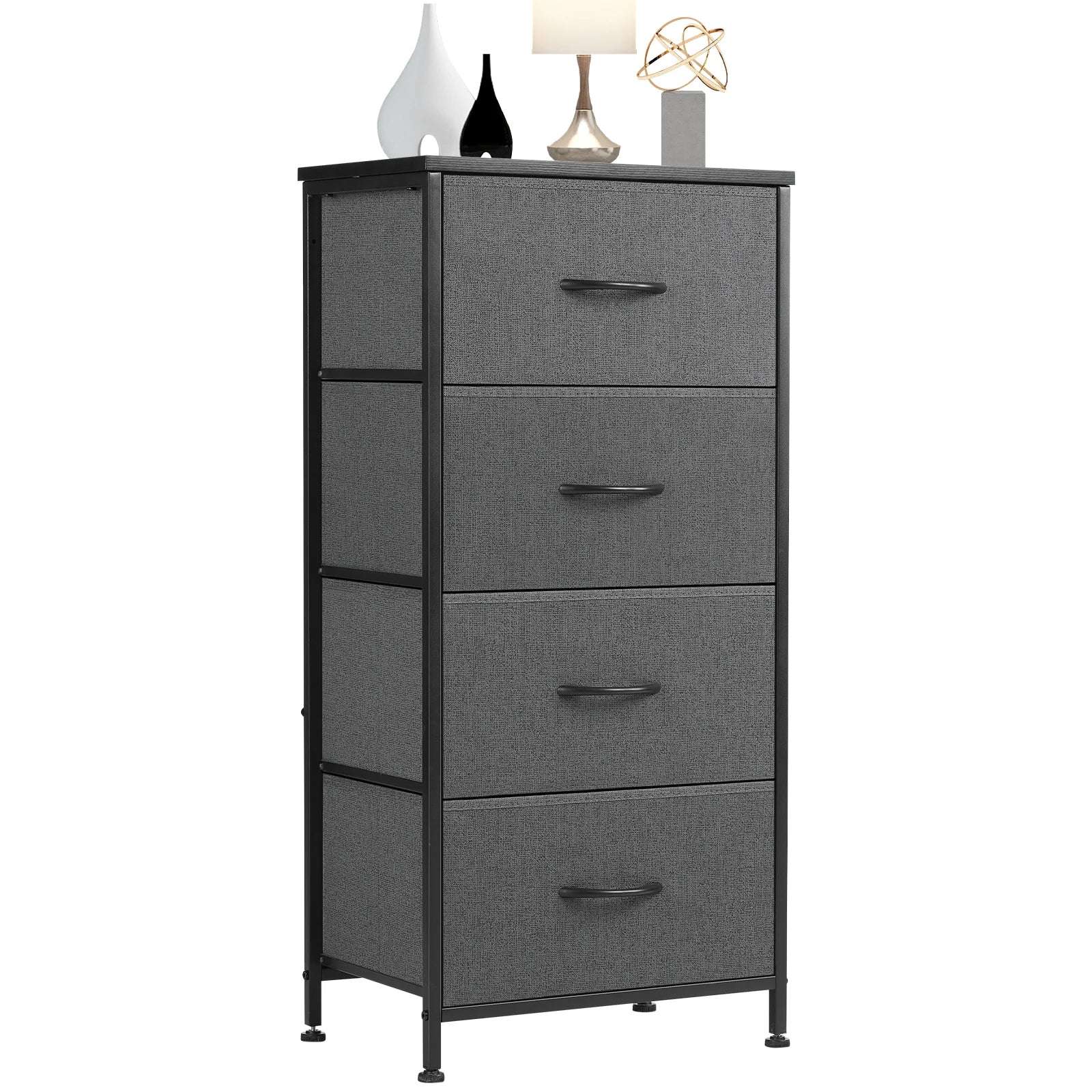 JIAN-Armoire de Rangement pour Vêtements, Commode pour Chambre à Coucher, 4 Tiroirs de Proximité en Tissu, Armoire à Cadre en Acier