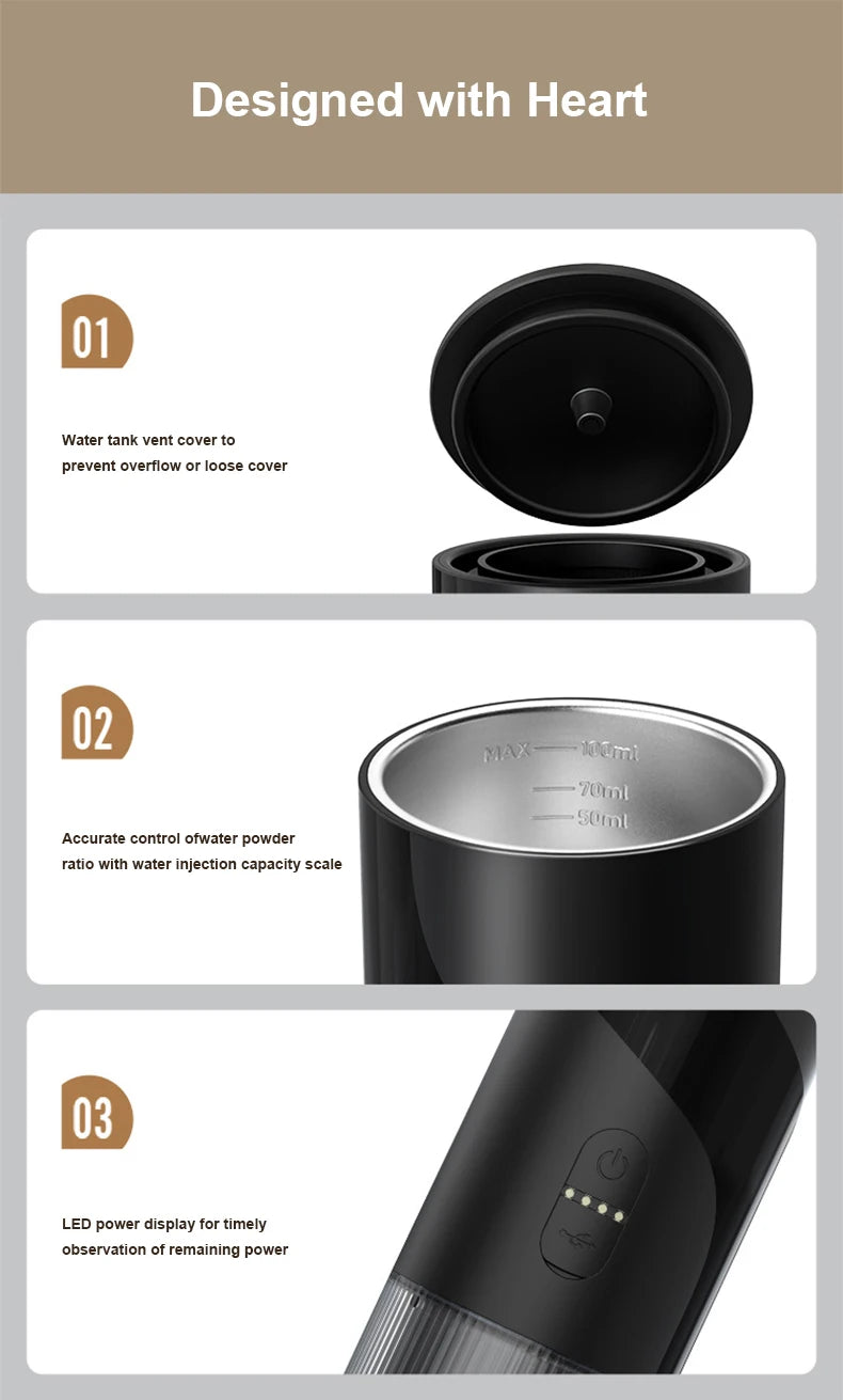 20 BAR Portable Electric Coffee Maker Capsule 2 in 1 Coffee Grinder Travel Coffee Maker for Car and Home Camping Outdoor