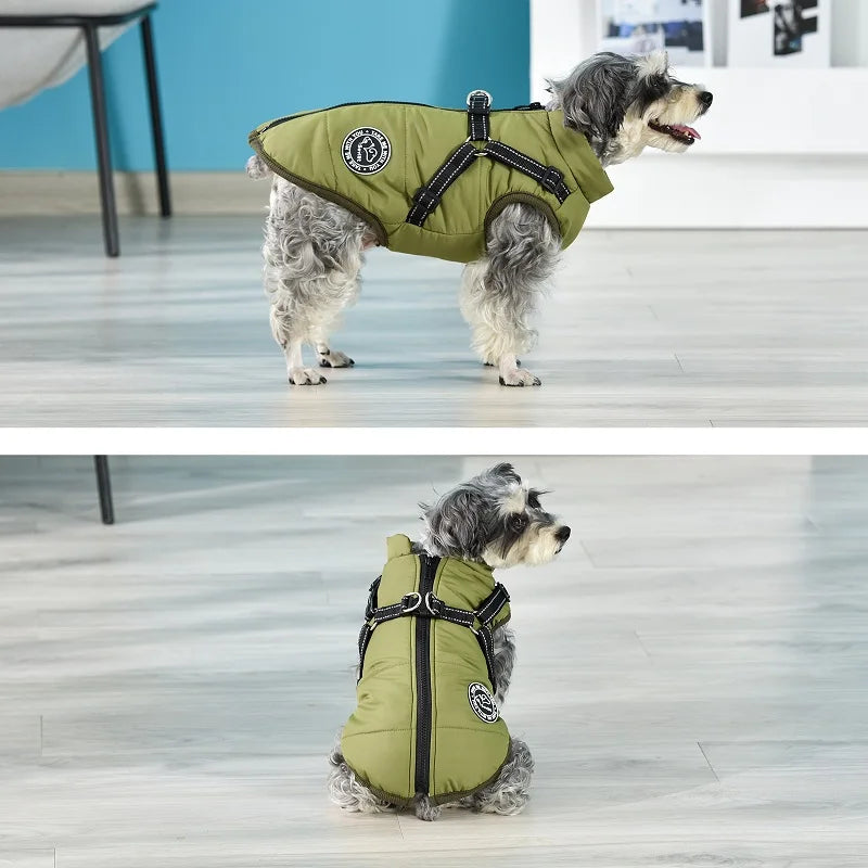 Winter Dog Clothes For Small Large Dogs Warm Big Dog Jacket Waterproof Pet Dog Coat With Harness Chihuahua Bulldog Puppy Costume