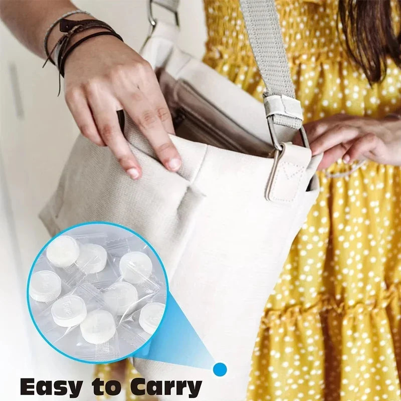 50 قطعة مناشف مضغوطة محمولة للاستخدام مرة واحدة لتنظيف الوجه ومناديل ناعمة مضغوطة لتنظيف اليدين ومناديل مكياج غير منسوجة