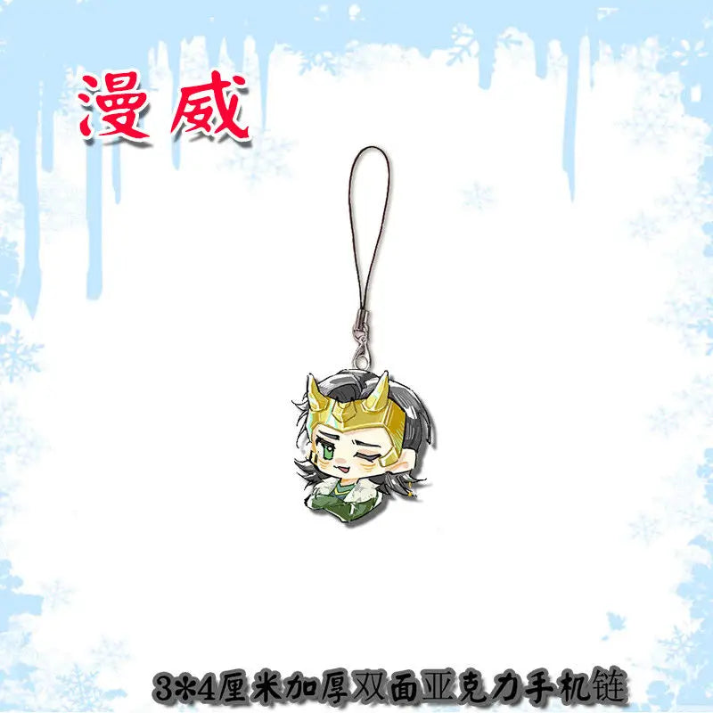 Marvel: Spider-Man Iron Man Doctor Strange cartoon Q version double-sided acrylic mobile phone chain pendant backpack decoration