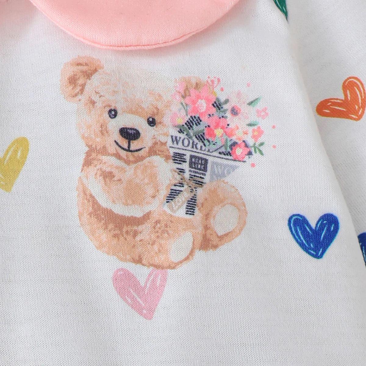 Newborn Baby Girl 3Pcs/Set Heart-shaped Printed Long sleeved Jumpsuit, Hat, and Drool towel Set for 0-18 Months cute baby girl