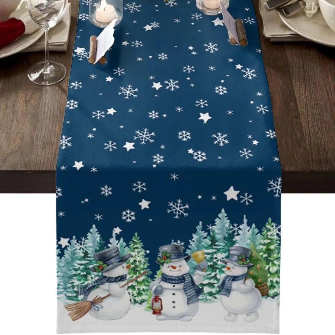 Santa Claus Table Runner Living Room and Bedroom Backdrop Decoration Fabric, Christmas Home Soft Decoration