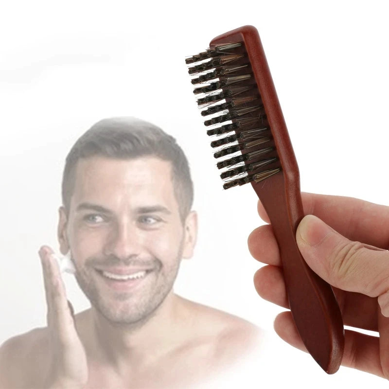 BarberTop Manche en bois Sanglier Brosse de nettoyage en poils Coiffure Brosse de nettoyage de barbe douce Hommes Barber Barbe Outil de rasage