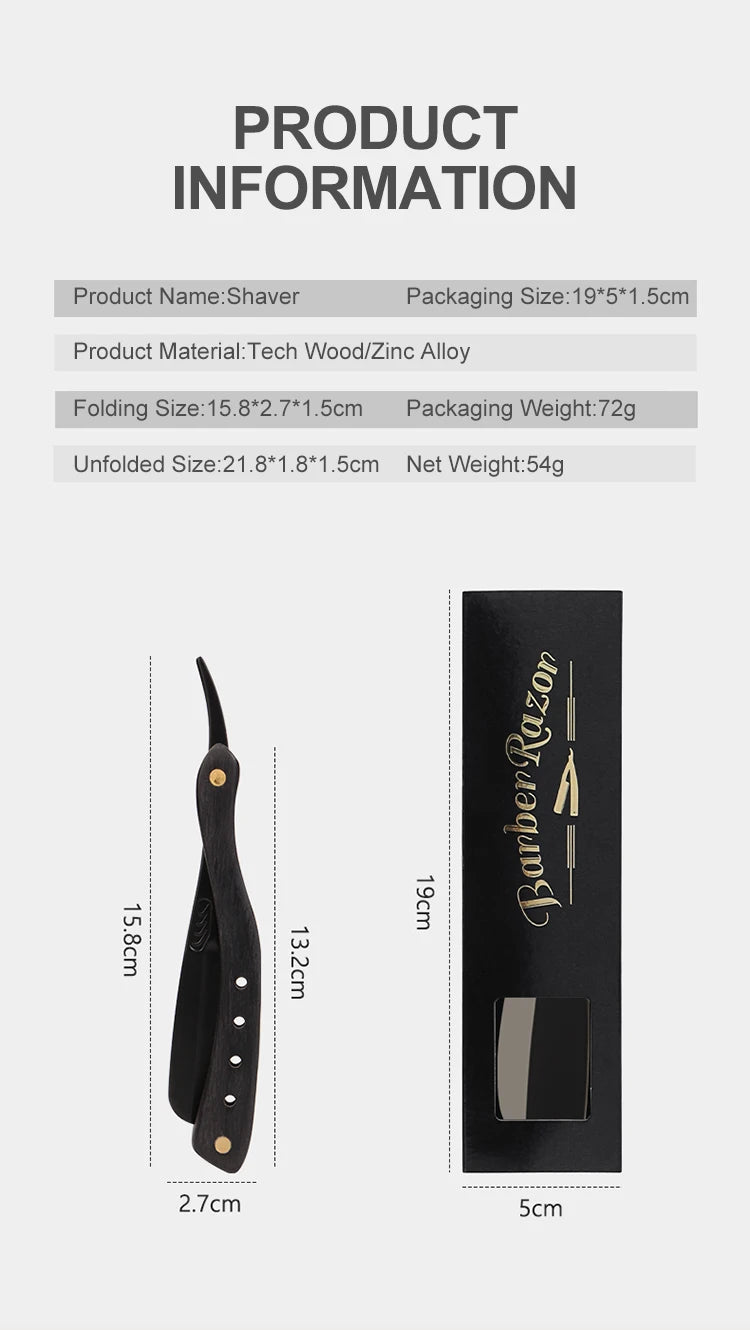 Rasoir à cheveux Pliant Lames remplaçables Couteau de rasage Acier inoxydable