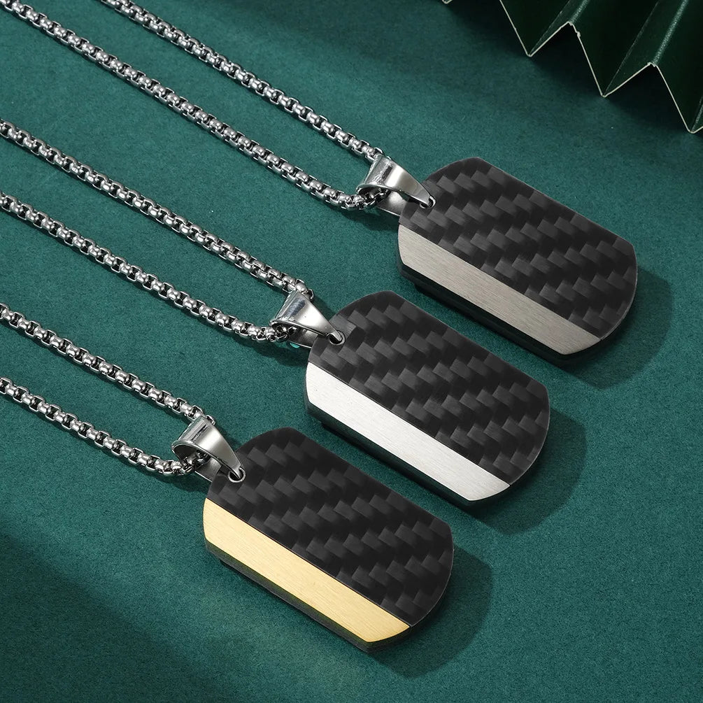 Two-tone Dog Tag Pendent Necklace for Men Stainless Steel Necklace Party Jewelry