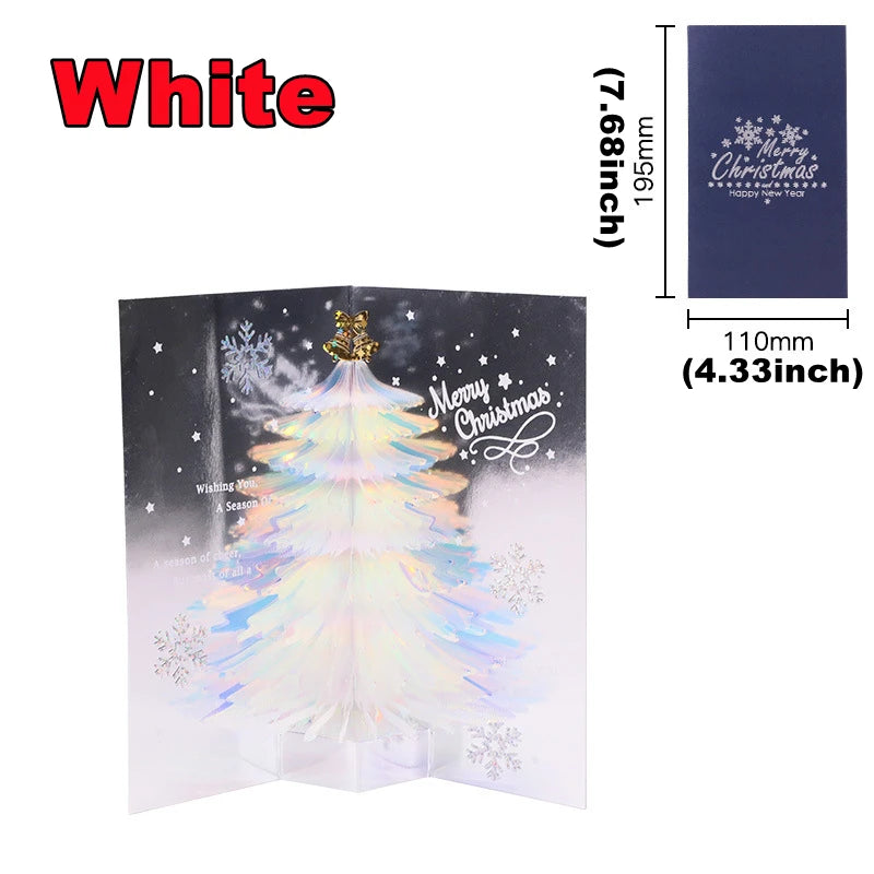 New 2/1PC 3D Pop Up Shining Christmas Greeting Cards Tree Handmade Card with Envelope For Xmas New Year Thanksgiving Day Gifts