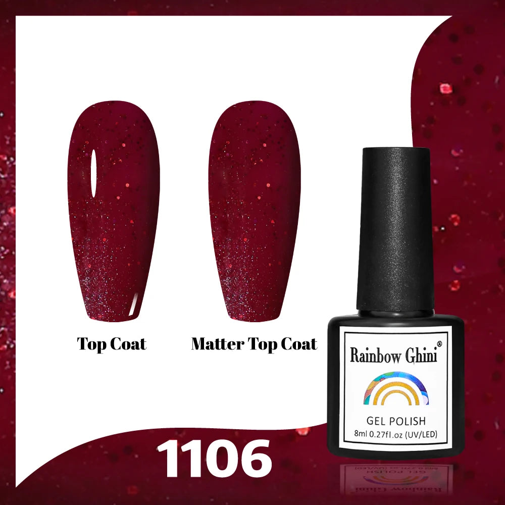 Gel Vernis à ongles semis permanents Paillettes 8Ml 150 couleurs