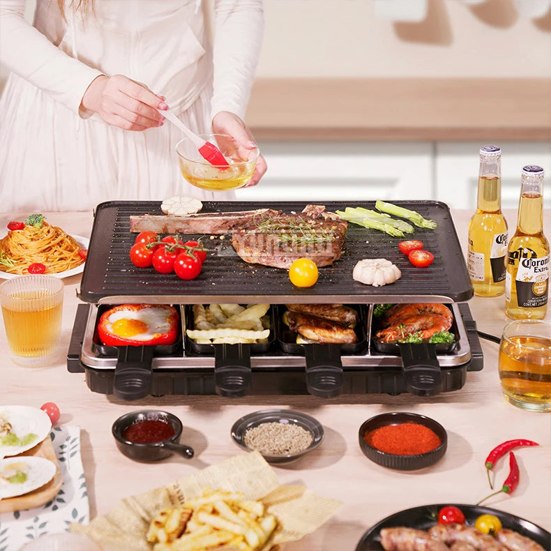 Double Layers Grill Household Electric Griddle Smokeless Non-stick Barbecue Pan Multifunctional Baking Pan