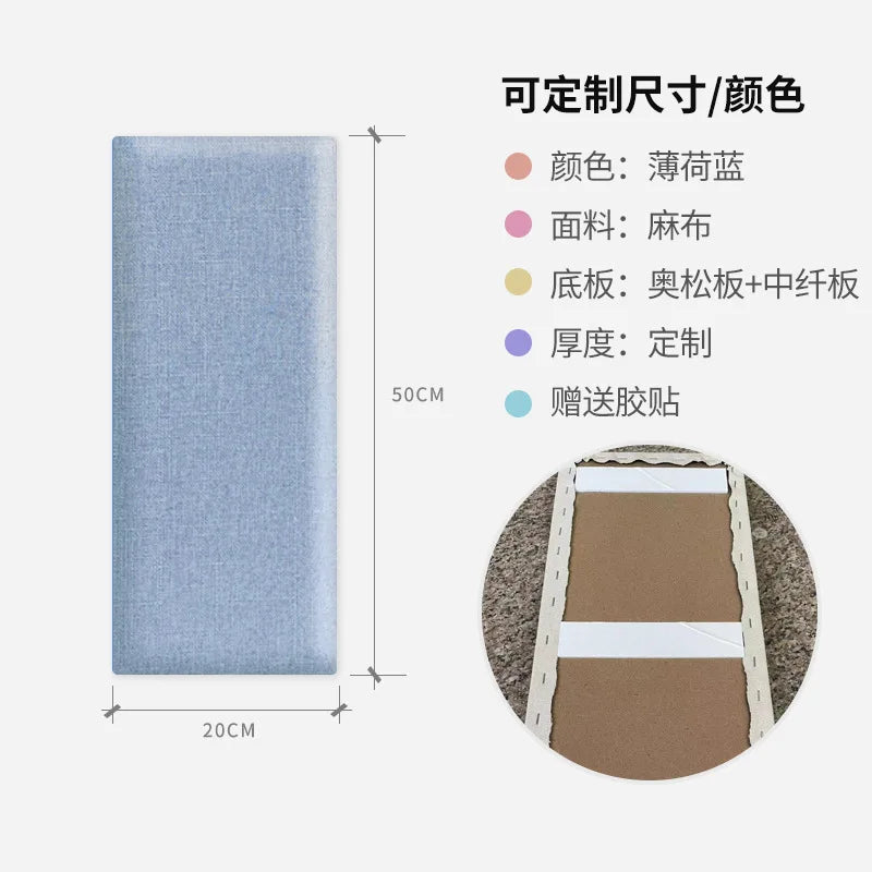 Têtes de lit de chambre à coucher, sac souple en lin, hôtel, club-house, fond mural, sac souple, coussin Tatami, meubles de maison auto-adhésifs