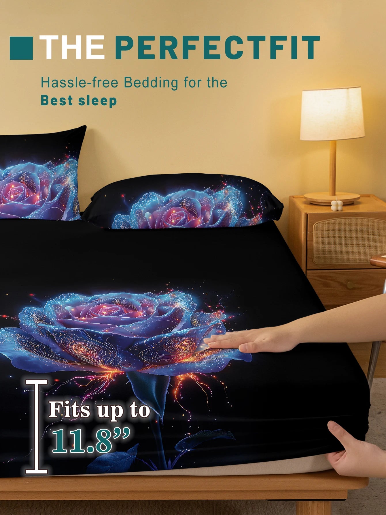 1 Simple modern Plant Flower Purple Rose digital printed frosted Fitted Sheet,bedroom printed bed cover,bedding(No pillowcase)