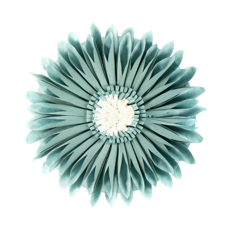 Modern Style Yellow White Throw Pillows Round  45*45 Velvet Stitching 3D Chrysanthemum Cushion Cover Waist Blue Cute Pillowcase