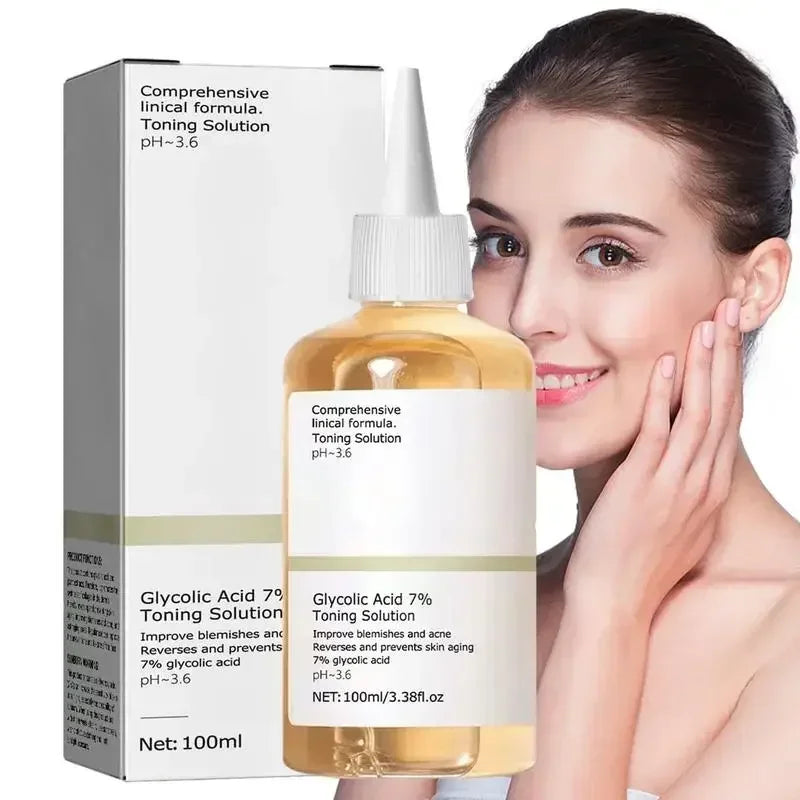 Glycolic Acid 7% Toning Facial Solution Skin Care Lighten Pore Glow Acid Toner Lifting Firming Wrinkles Dispelling Acne New