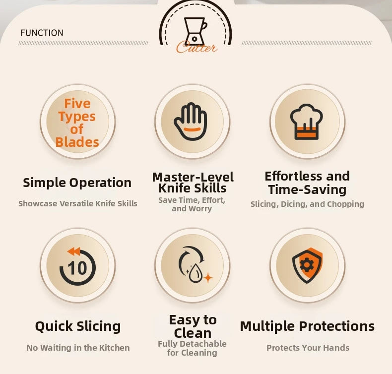 Household Manual Slicer, Stainless Steel Multi-Blade Design, Non-Slip Base, Portable And Easy To Clean, Kitchen Artifact