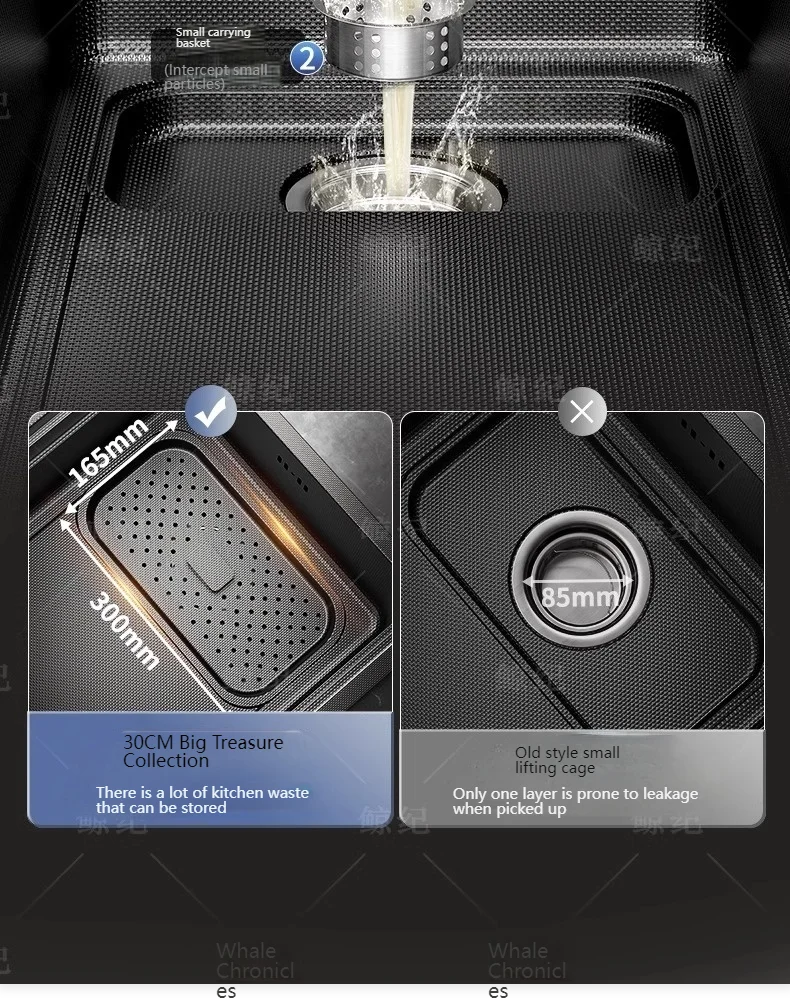 Stainless Steel Gray Kitchen Sink Multifunctional Stain and Scratch Resistant Large Single Slot Household Wash Cuisine Basin