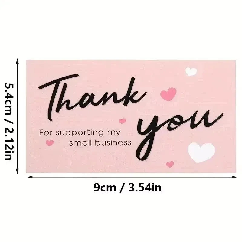 50 Pieces Pink Heart Shaped Appreciation Cards Bulk Business Thank You Gift Tags Party Wedding Favors Craft Supplies 5 Designs