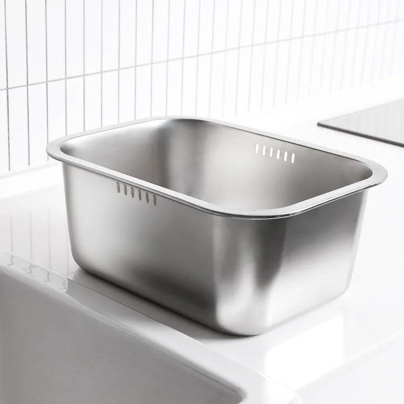 Portable Washing-up Bowl 10L Large Stainless Steel Dishpan, Multipurpose Kitchen Sink Bowl Dish Tub Vegetable Washing Basin