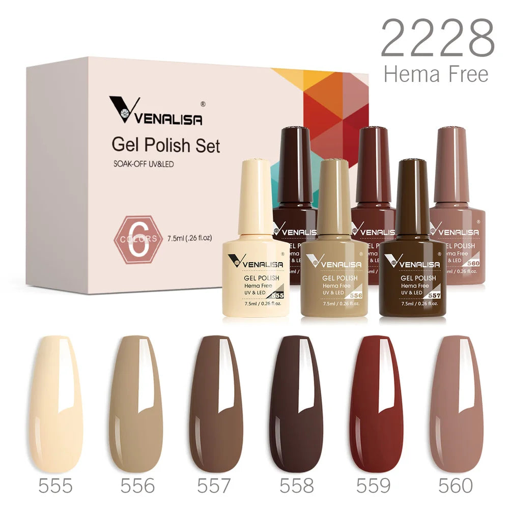 6pcs/kit VENALISA Collection de couleurs de Noël Ongles d’hiver