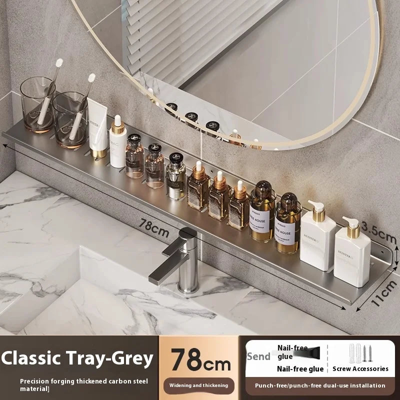 Kitchen and bathroom storage rack, washbasin rack, suction cup mirror, front rack, bathroom sink, faucet, wall mounted