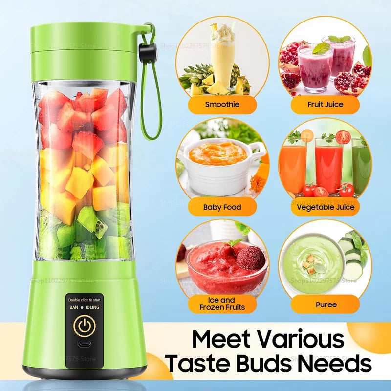 380ml Portable Electric Juicer Blender USB Rechargeable Fruit Smoothie Maker Mini Food Processor for Travel Workouts Kitchen