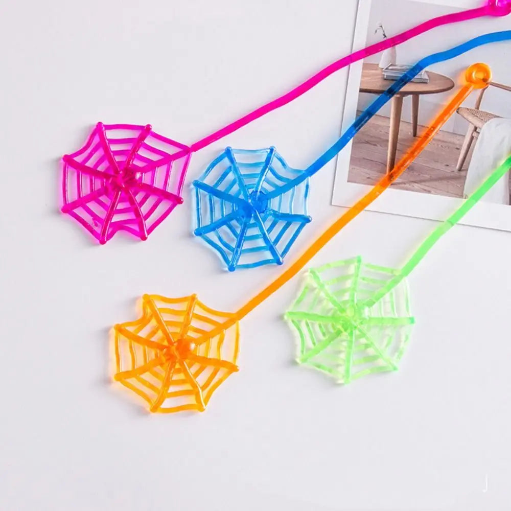 10Pcs Sticky Spider Web Plastic Multicolor Climbing Tricky Gag Toys Favor Elastic Stretchable Elastically Stretchable Spider Web