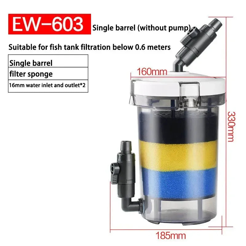 SUNSUN Outside Filter Barrel Silent Filter Barrel Aquarium Filter Pump Fish tank External Filter Fish Tank Accessories HW-602B