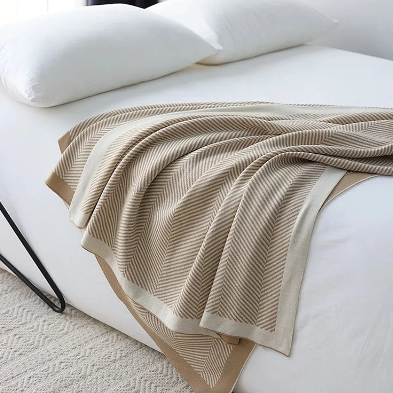 Nordic Ins Style Knitted Blanket Casual Sofa Cover Blanket Plane Office Nap Camping Leisure Soft Shawl Blanket Small Bed Cover