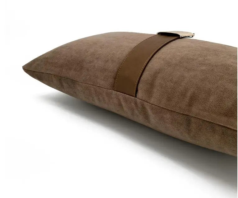 light luxury brown cream /orange grey patchwork cushion cover pillowcase sofa waist pillow cover with golden buckle