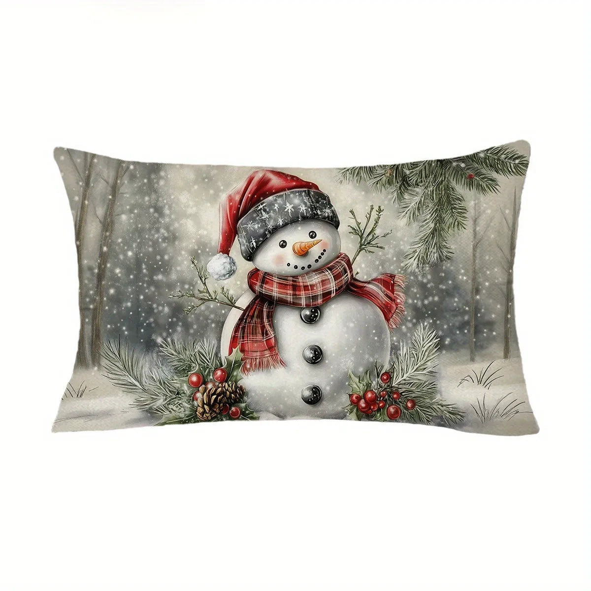 Snowman-Printed Christmas Pillowcases: Festive Decor for Your Holiday Home Sofa cushion cover, New Year home decoration