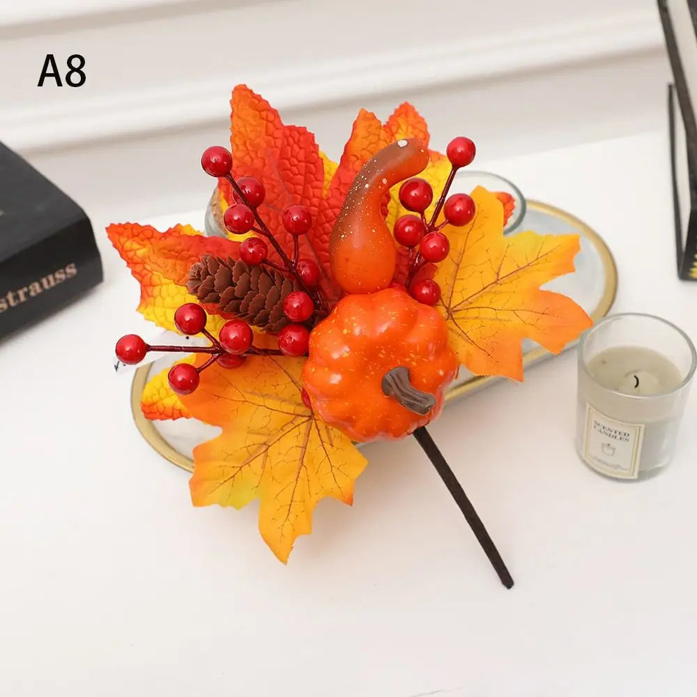 زينة خريفية مصنوعة من أغصان التوت اليقطيني من أوراق القيقب الاصطناعية، زينة الهالوين للمنزل وعيد الشكر، أشغال يدوية منزلية