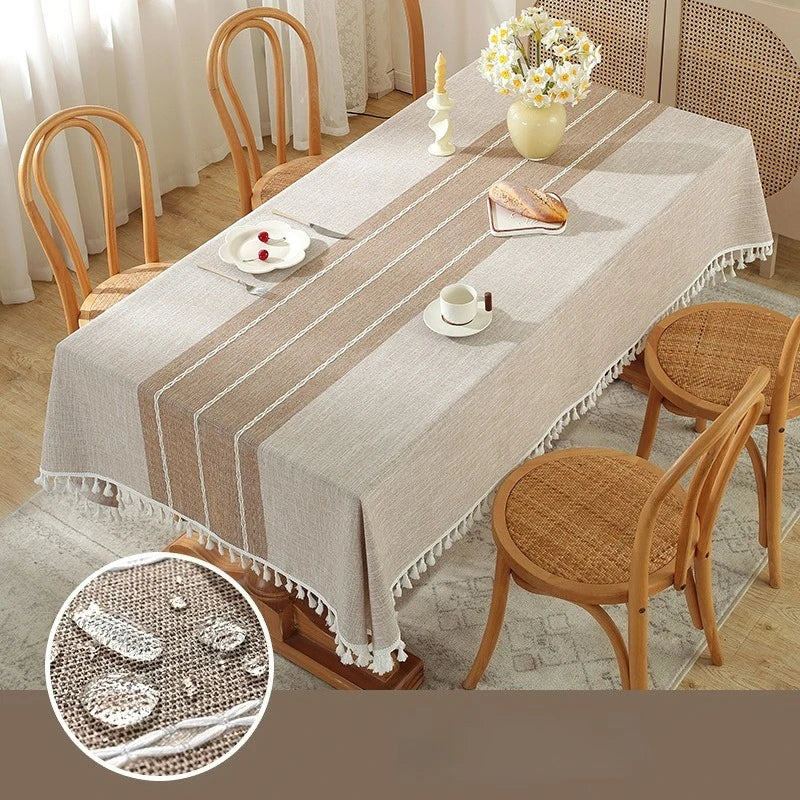 Cotton Blend Waterproof Tablecloth  Anti-oil Table Cover, Party Family Dinner Tablecloth for Kitchen Restaurant Wedding
