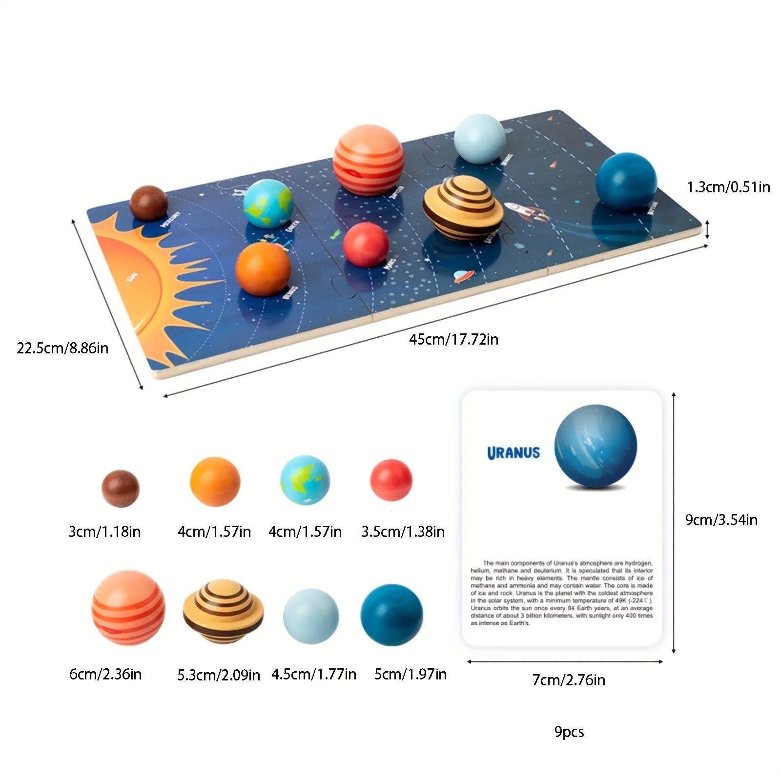 Wooden Planet Model, Eight Planets in Space, Planetary Recognition, Scientific Exploration Toys, Universe Planet Simulation Toys for Children to Reveal the Mysterious Veil of the Solar System, Interactive Education Toys for G