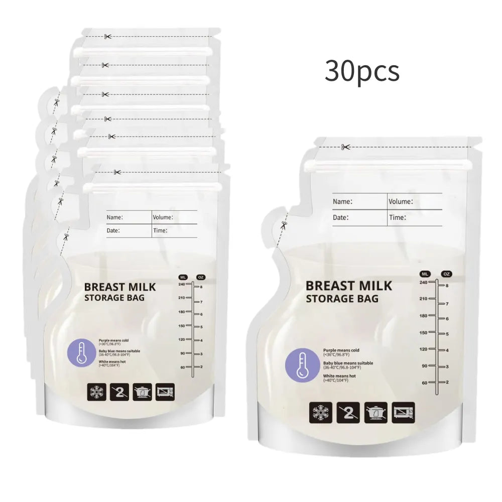 60 Pack Temperature Sensitive Breast Milk Storage Bags -Food Grade PE, Transparent with Measurement Lines,  Disposable & Leakpro