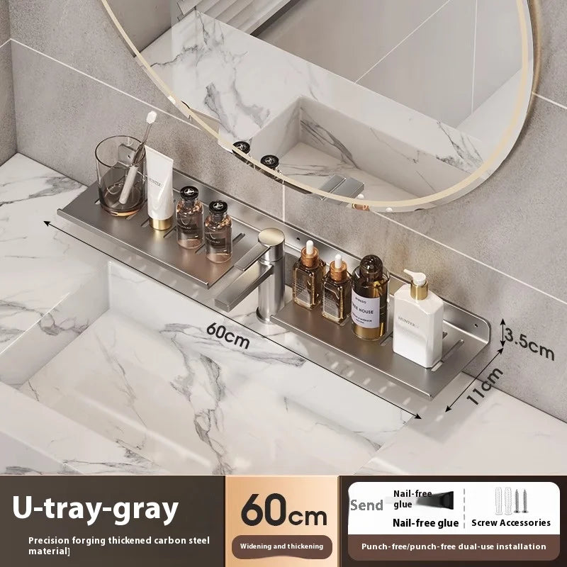 Kitchen and bathroom storage rack, washbasin rack, suction cup mirror, front rack, bathroom sink, faucet, wall mounted