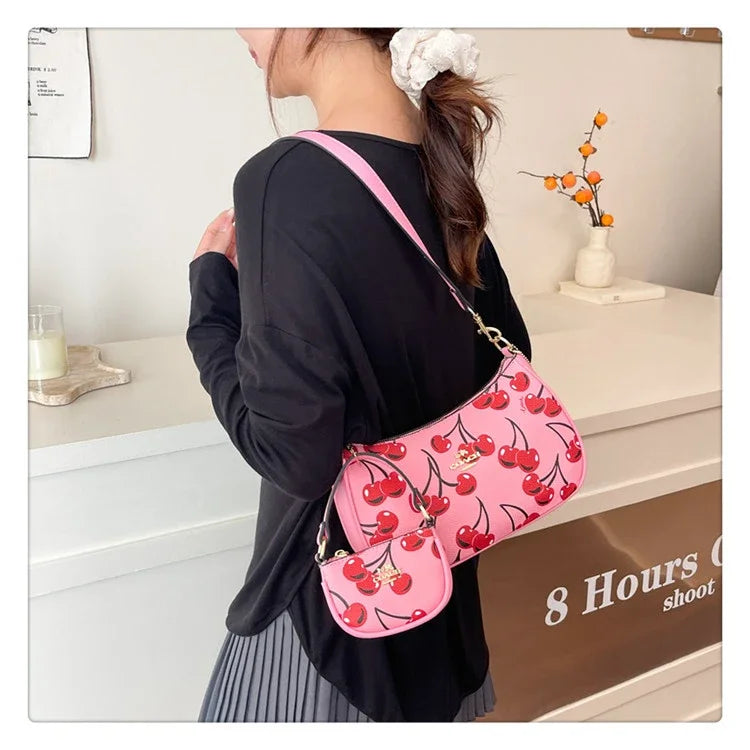 2025 Latest! Modern Vintage Cherry Crossbody - Mahjong - Style Chain Bag, Shoulder/Underarm Design, Women's Light Luxury